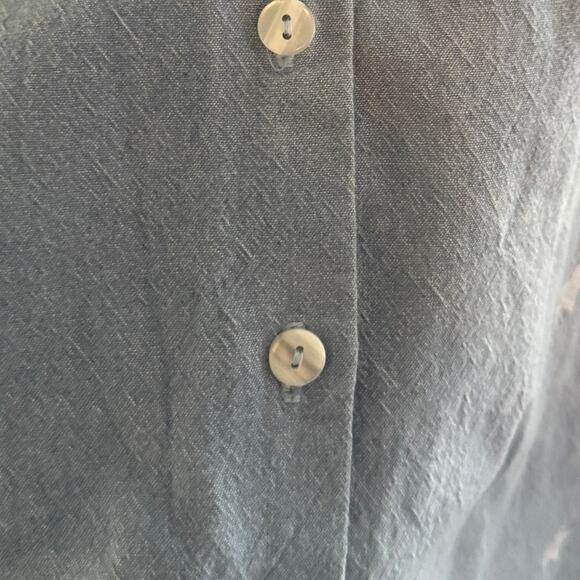 Casey Coleman Blue Chambray Button Down Shirt 1X Embroidered Stars Patriotic - Picture 5 of 8